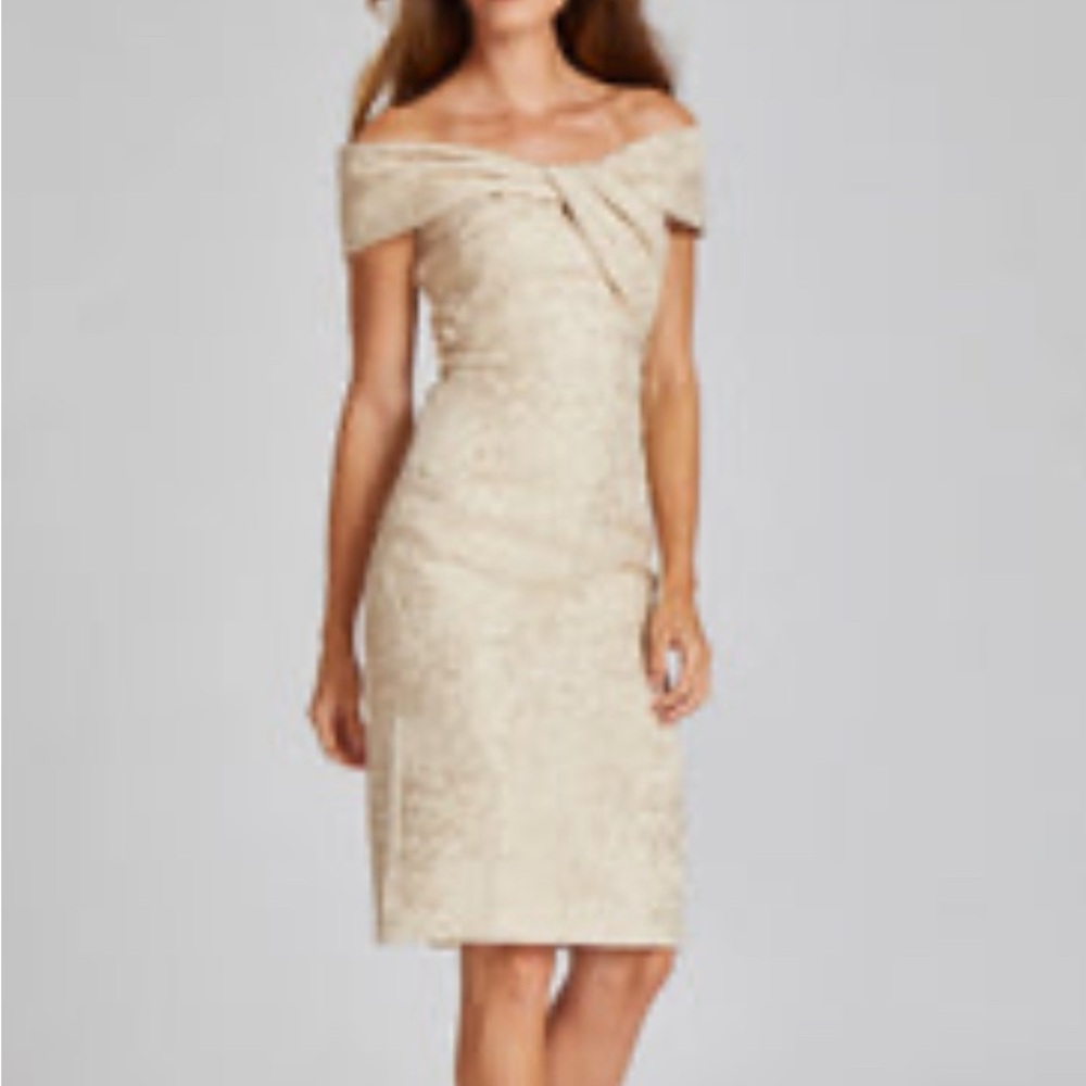 Rickie Freeman for Teri Jon stretch metallic cocktail dress. Sz 4 fits like 4-6